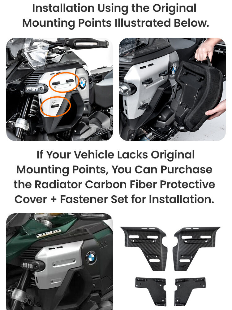 LOBOO boczne przednie torby BMW R1300GS Adventure, czarne, 1 zestaw - 2 szt