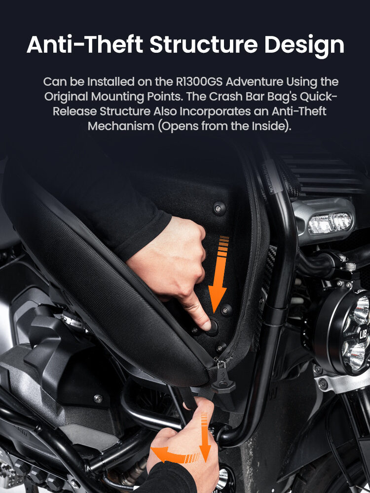 LOBOO boczne przednie torby BMW R1300GS Adventure, czarne, 1 zestaw - 2 szt