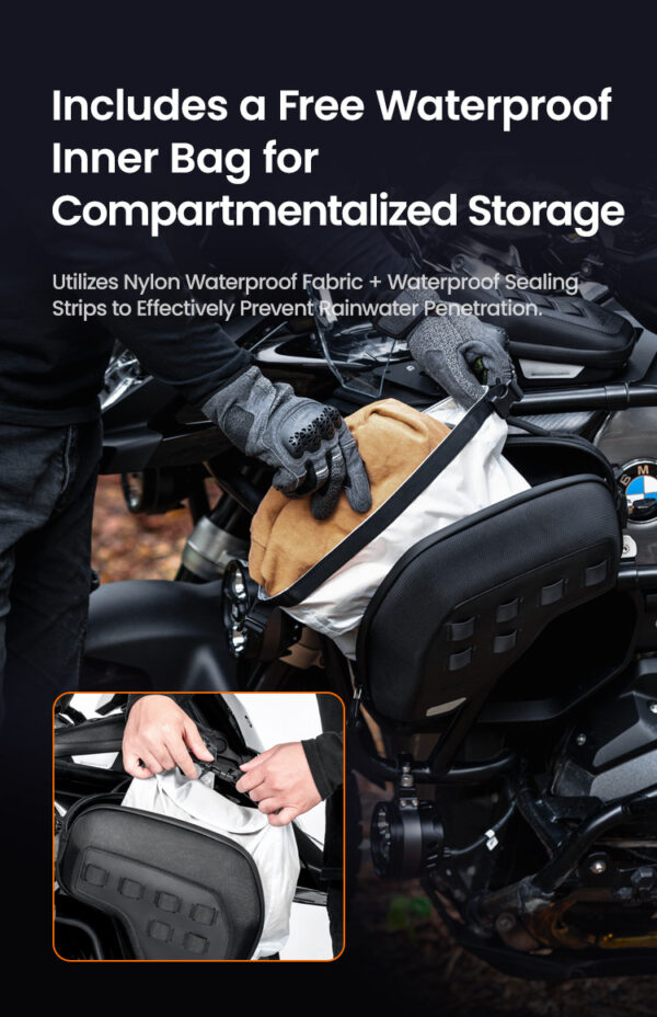 126450 LOBOO boczne przednie torby BMW R1300GS Adventure, czarne, 1 zestaw - 2 szt