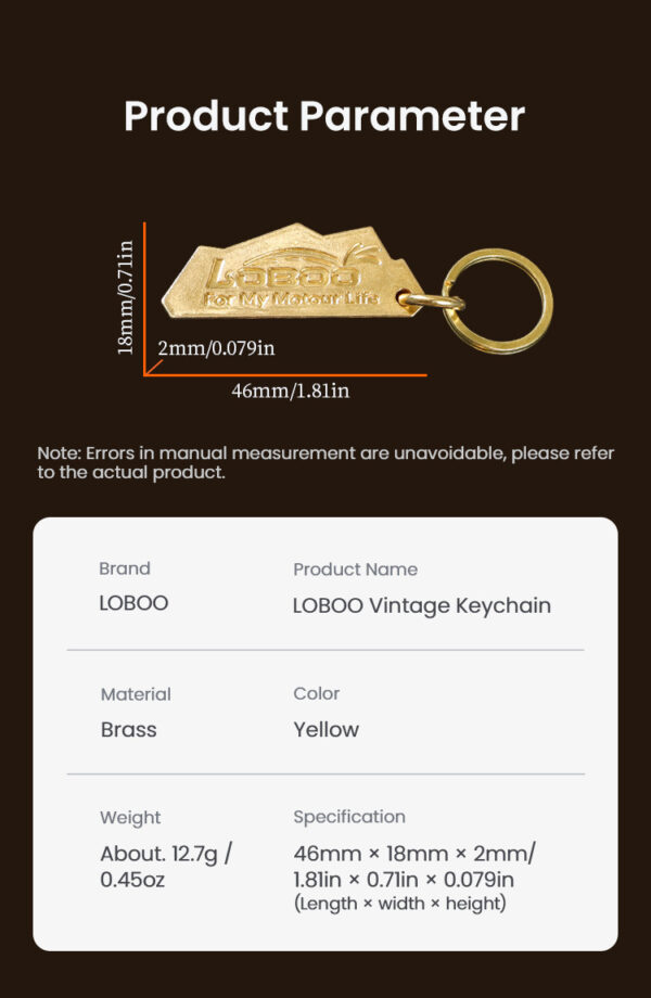 LOBOO Brelok do kluczy miedziany, vintage