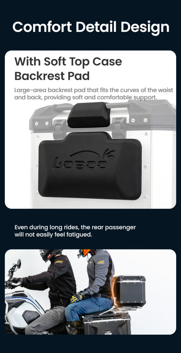 LOBOO CONQUEROR Kufer centralny czarny 40L, aluminium, 2 zamki, wodoodporny, wewnętrzna siatka/paski mocujące bagaż