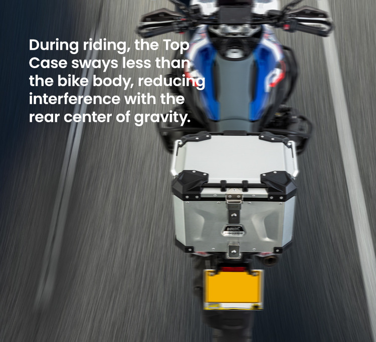 LOBOO CONQUEROR Kufer centralny czarny 40L, aluminium, 2 zamki, wodoodporny, wewnętrzna siatka/paski mocujące bagaż