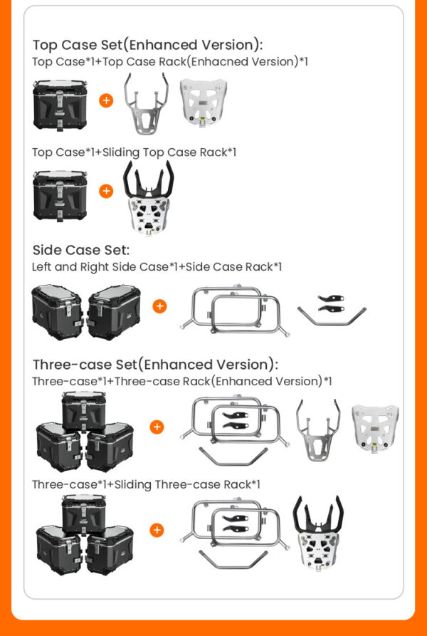 LOBOO CONQUEROR Kufer centralny srebrny 40L, aluminium, 2 zamki, wodoodporny, wewnętrzna siatka/paski mocujące bagaż