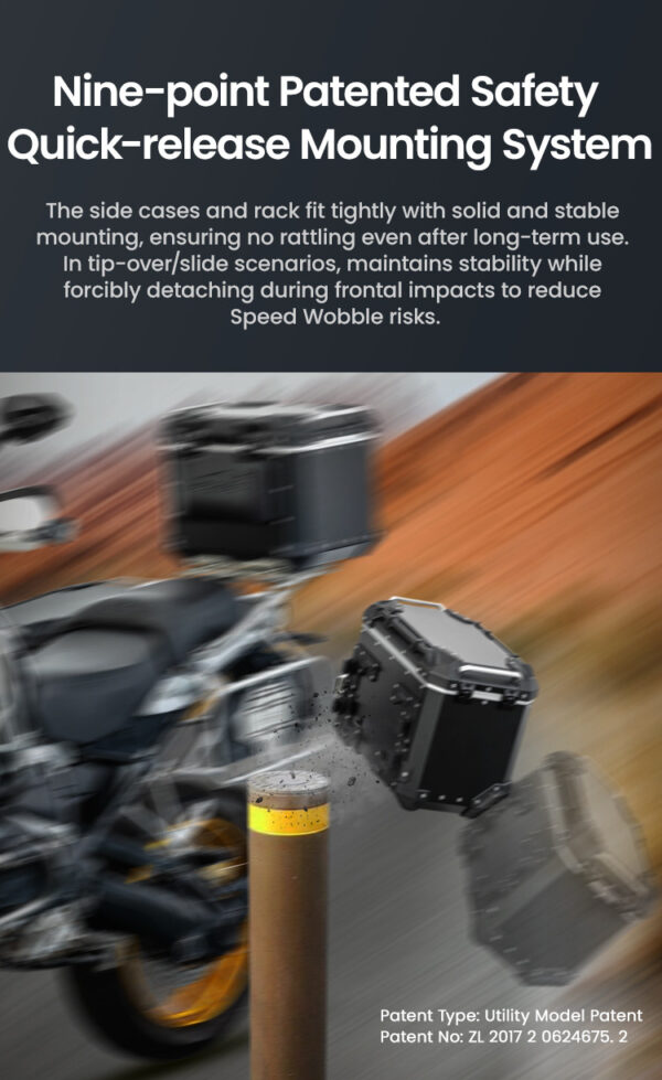 LOBOO CONQUEROR Kufry boczne czarne 45+45L, aluminium, 2 zamki, wodoodporne, wewnętrzna siatka/paski mocujące bagaż, 1 zestaw -