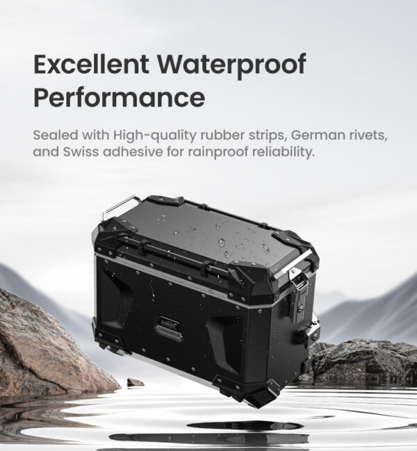 LOBOO CONQUEROR Kufry boczne srebrne 45+38L, aluminium, 2 zamki, wodoodporne, wewnętrzna siatka/paski mocujące bagaż, 1 zestaw -