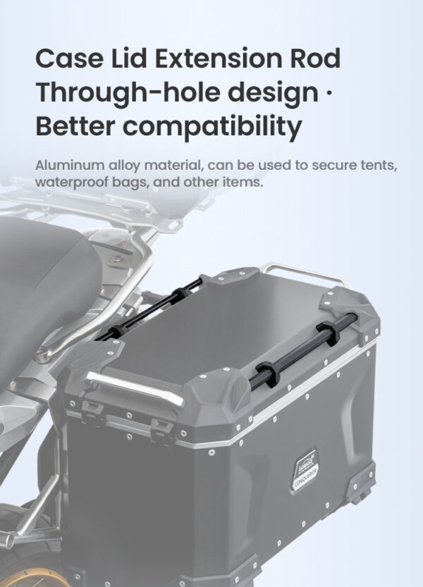 LOBOO CONQUEROR Kufry boczne srebrne 45+38L, aluminium, 2 zamki, wodoodporne, wewnętrzna siatka/paski mocujące bagaż, 1 zestaw -