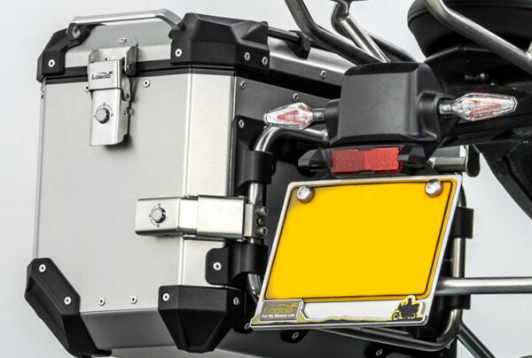 LOBOO CONQUEROR Kufry boczne srebrne 45+45L, aluminium, 2 zamki, wodoodporne, wewnętrzna siatka/paski mocujące bagaż, 1 zestaw -