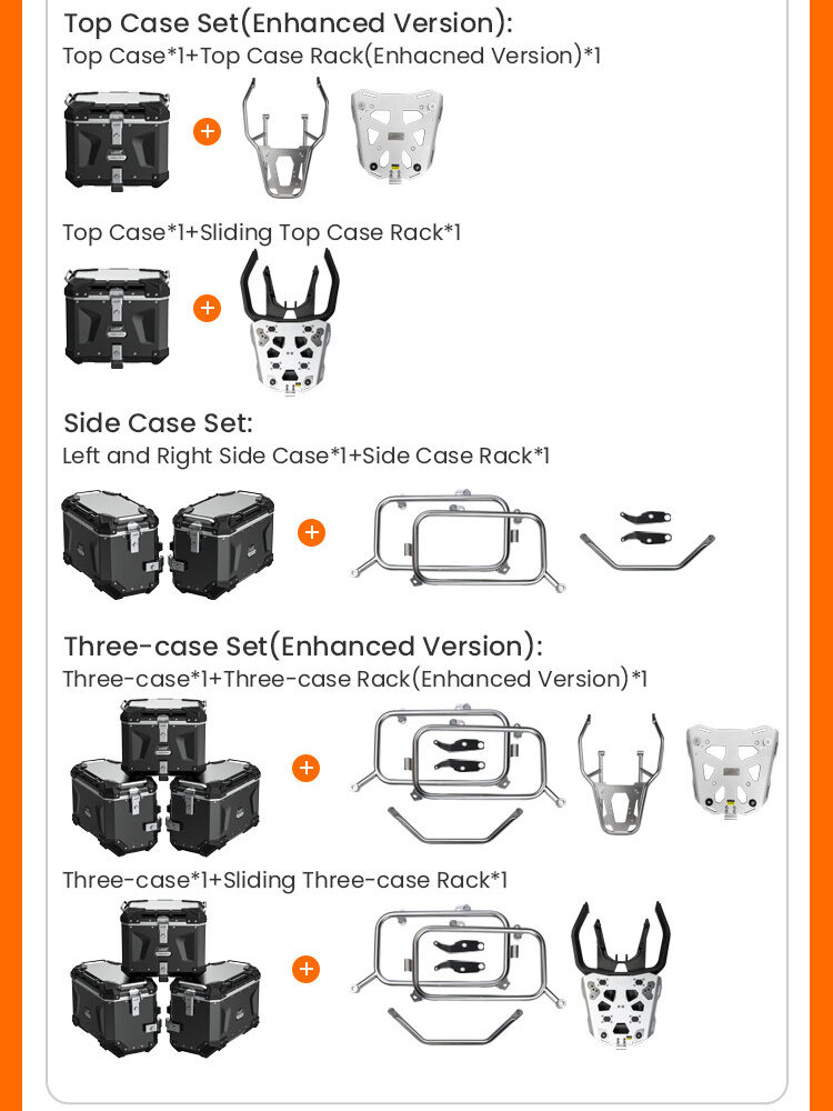 LOBOO CONQUEROR Kufry boczne srebrne 45+45L, aluminium, 2 zamki, wodoodporne, wewnętrzna siatka/paski mocujące bagaż, 1 zestaw -