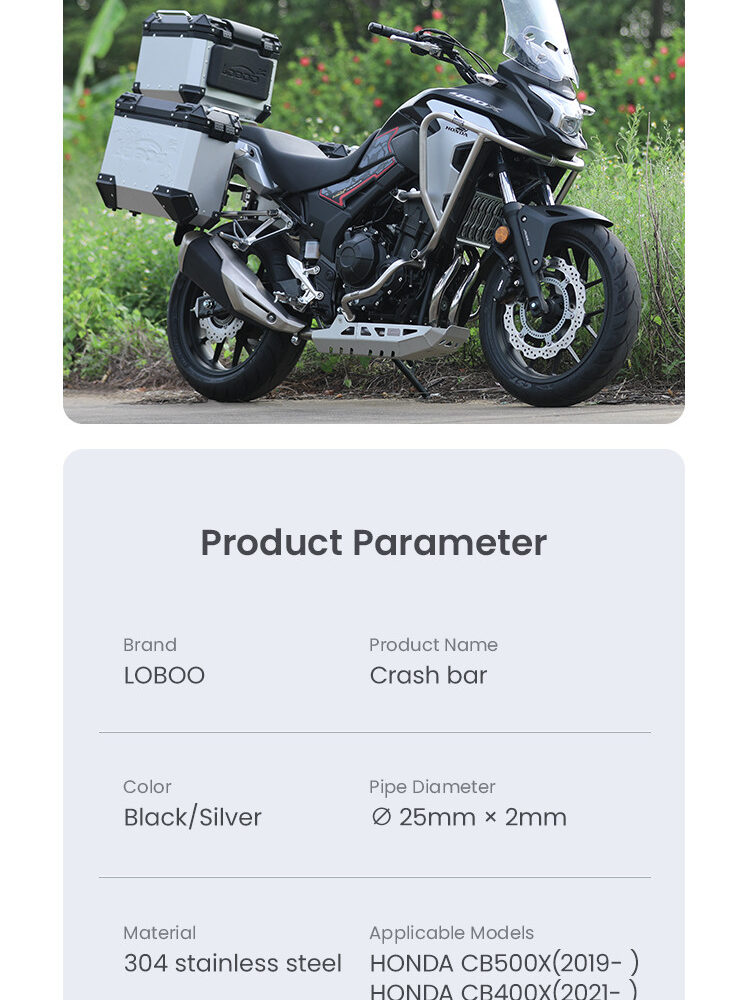 loboo-crash-bar-do-honda-cb400x2021-honda-cb500x2019-chg281sxbk LOBOO Gmole dolne i górne do HONDA CB400X (2021-) HONDA CB500X (2019-) czarne