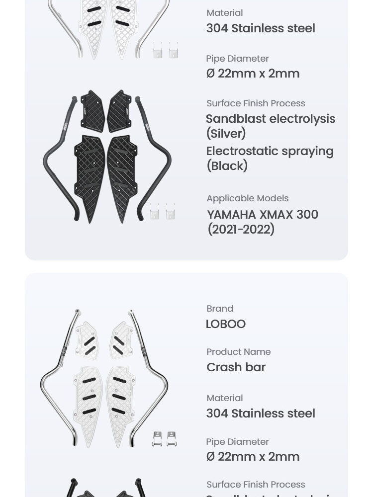 loboo-crash-bar-do-yamaha-xmax-3002023-silver LOBOO Gmole do YAMAHA XMAX 300 (2023-) srebrne