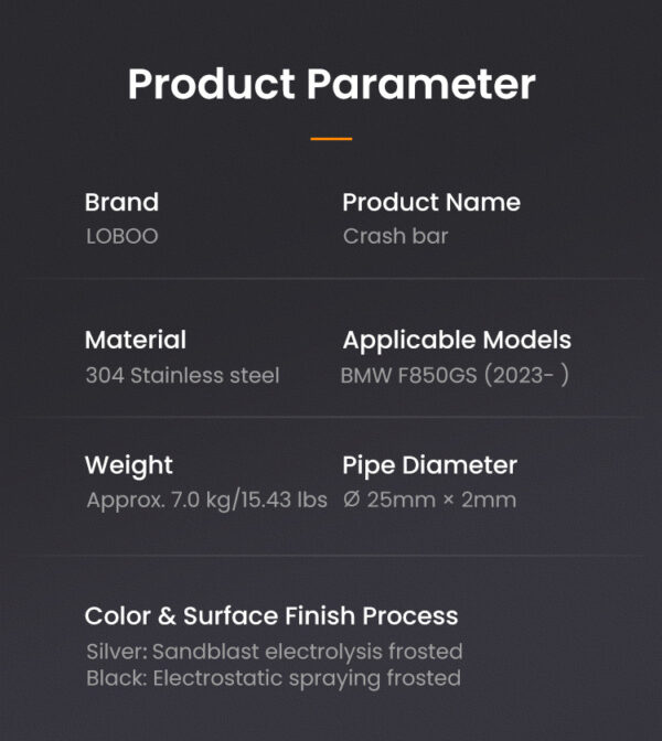 LOBOO Gmole do motocykla BMW F850GS (2023-) srebrne