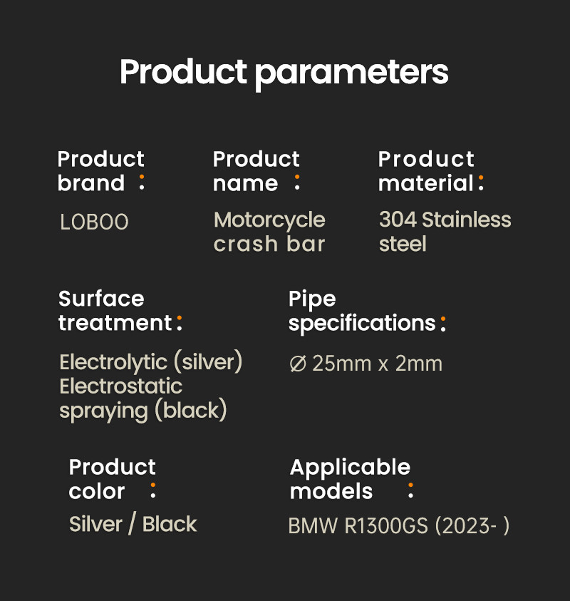 LOBOO Gmole górne i dolne do BMW R1300GS (2023-) srebrne