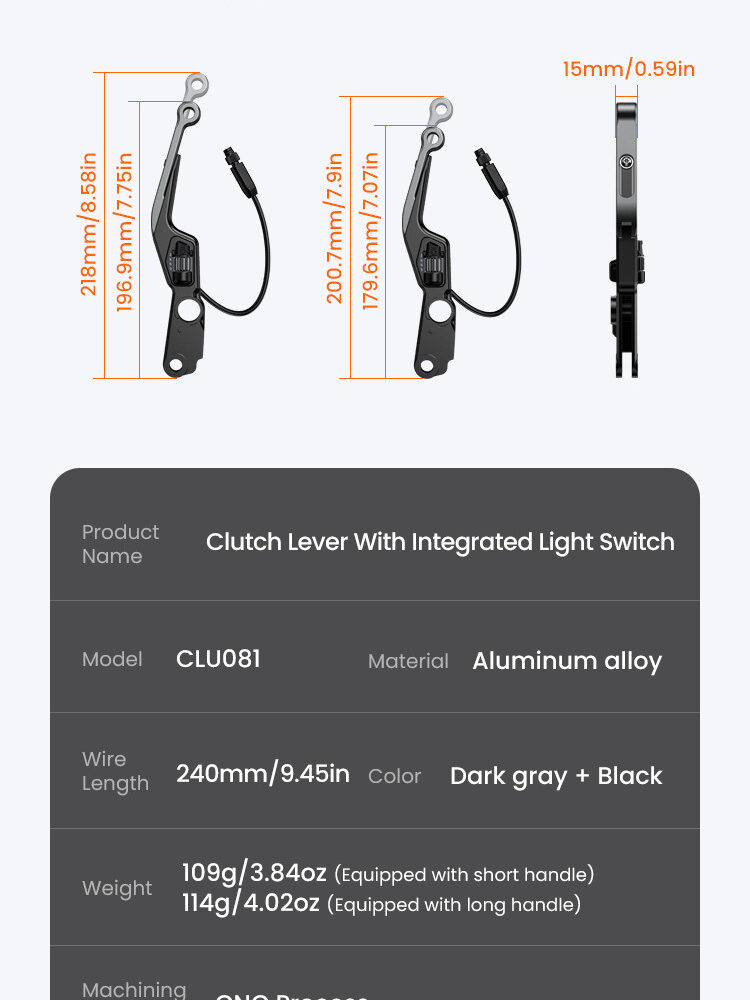 LOBOO Dźwignia sprzęgła BMW ze zintegrowanym przełącznikiem świateł