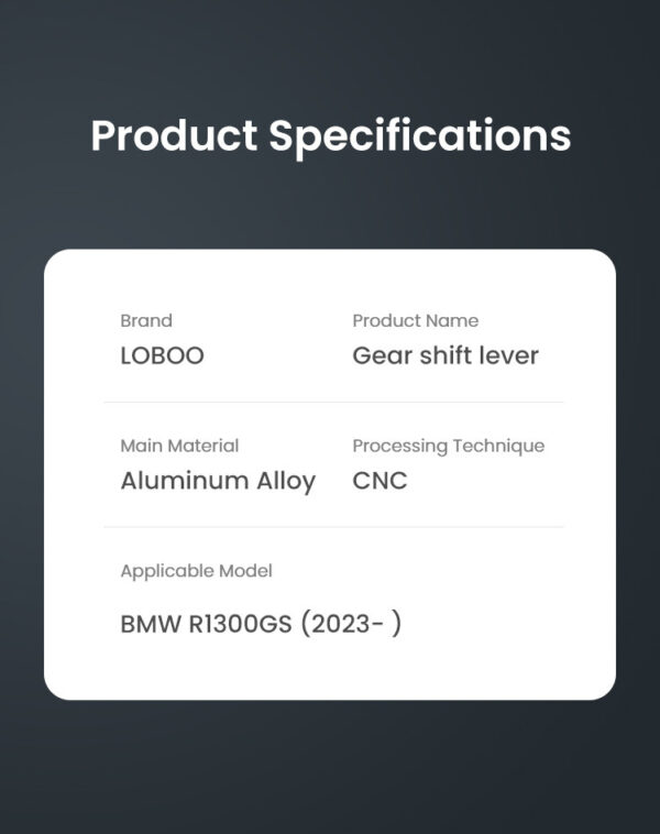 LOBOO Dźwignia zmiany biegów do BMW R1300GS (2023-), aluminiowa, CNC, czarna