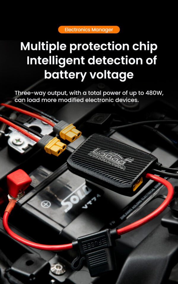 LOBOO Electronic Manager, inteligentny rozdzielacz zasilania, moc wyjsciowa 480W (suma na 3 urządzenia), wodoodporny, ochrona pr