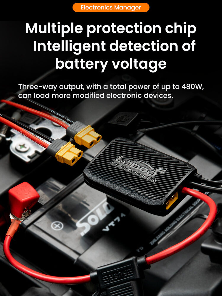 LOBOO Electronic Manager, inteligentny rozdzielacz zasilania, moc wyjsciowa 480W (suma na 3 urządzenia), wodoodporny, ochrona pr