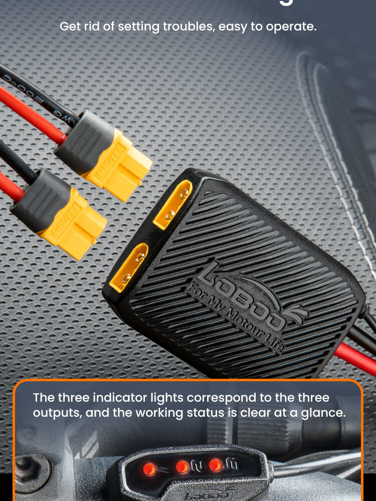 LOBOO Electronic Manager, inteligentny rozdzielacz zasilania, moc wyjsciowa 480W (suma na 3 urządzenia), wodoodporny, ochrona pr