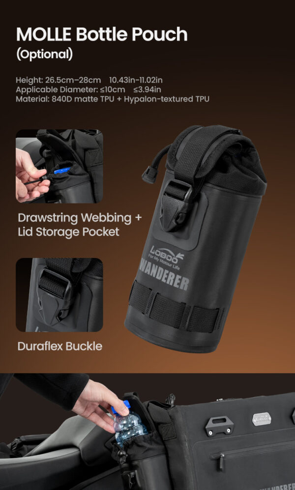 LOBOO Kieszeń na butelkę (MOLLE) do max 10cm x 28cm DURAFLEX 840D TPU + Hyplan