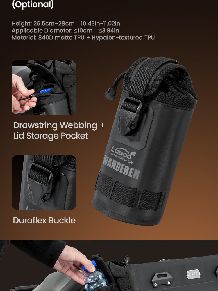 LOBOO Kieszeń na butelkę (MOLLE) do max 10cm x 28cm DURAFLEX 840D TPU + Hyplan