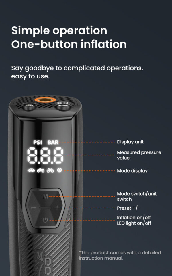 LOBOO Kompresor powietrza 35L/min, 5 trybów pracy, 2-150 PSI