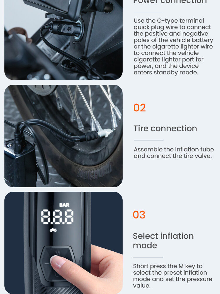 LOBOO Kompresor powietrza 35L/min, 5 trybów pracy, 2-150 PSI