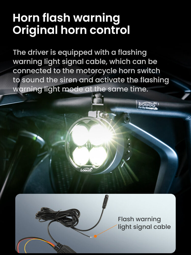 LOBOO L11 światła drogowe i mijania pomocnicze 15 000 Lumenów, 8-stopniowa skala świecenia, homologacja, czarne, zaestaw