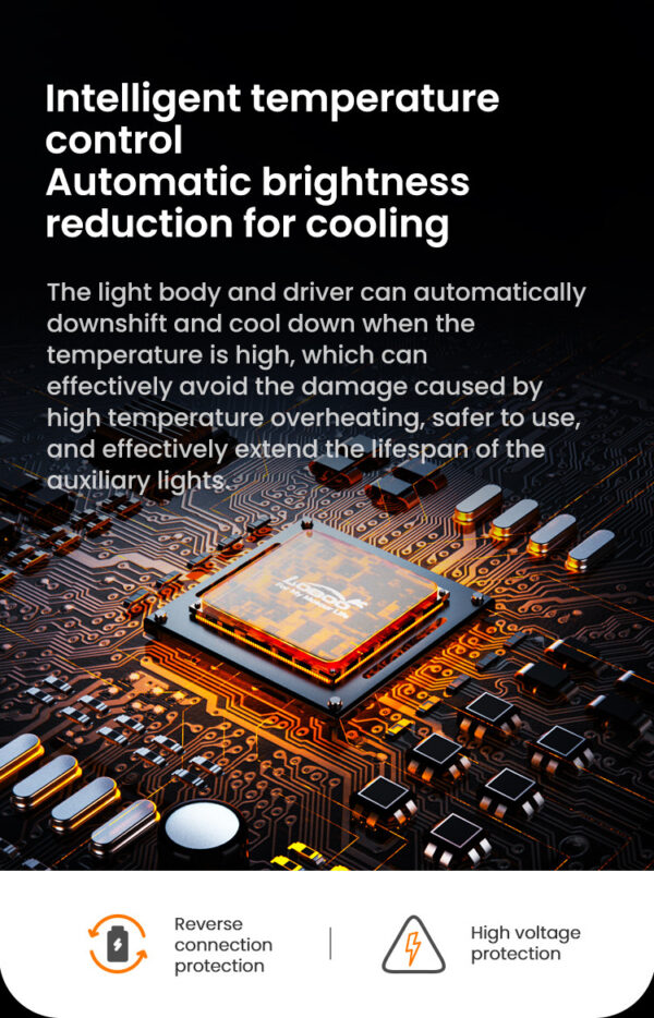 LOBOO L11 światła drogowe i mijania pomocnicze 15 000 Lumenów, 8-stopniowa skala świecenia, homologacja, czarne, zaestaw