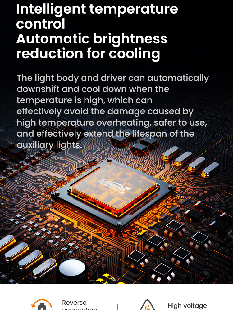 LOBOO L11 światła drogowe i mijania pomocnicze 15 000 Lumenów, 8-stopniowa skala świecenia, homologacja, czarne, zaestaw