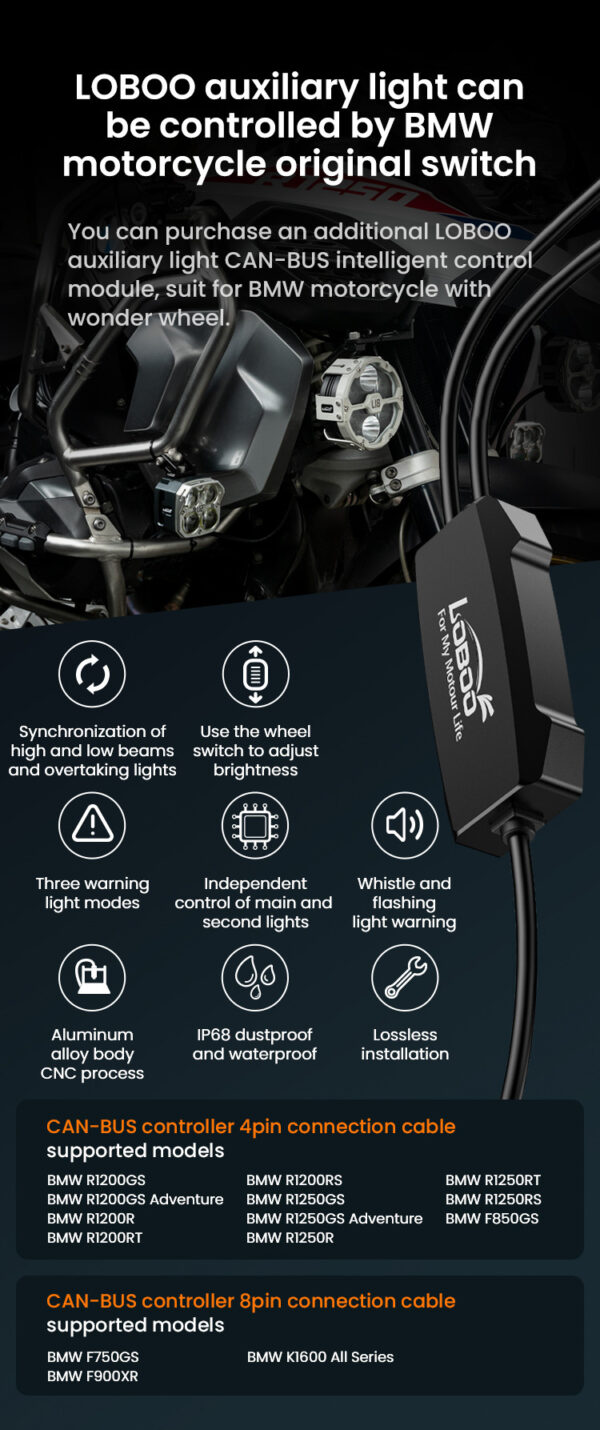 LOBOO L11 światła drogowe i mijania pomocnicze 15 000 Lumenów, 8-stopniowa skala świecenia, homologacja, czarne, zaestaw