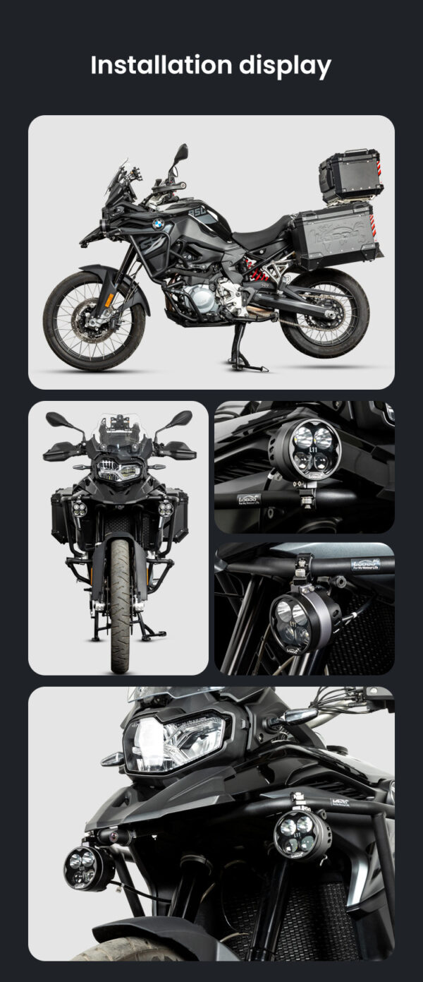 LOBOO L11 światła drogowe i mijania pomocnicze 15 000 Lumenów, 8-stopniowa skala świecenia, homologacja, czarne, zaestaw