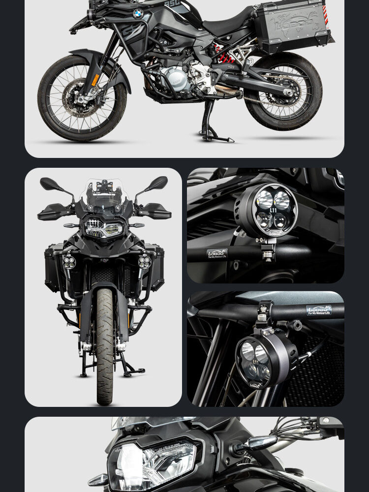 LOBOO L11 światła drogowe i mijania pomocnicze 15 000 Lumenów, 8-stopniowa skala świecenia, homologacja, czarne, zaestaw