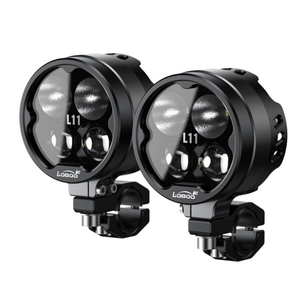 loboo-l11-swiatlo-drogowe-i-mijania-pomocnicze-czarne LOBOO L11 lampy LED drogowe i mijania pomocnicze 15 000 Lumenów, 8-stopniowa skala świecenia, homologacja, czarne, zestaw