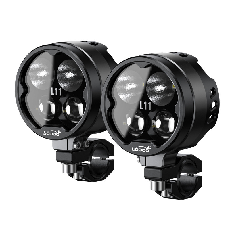 loboo-l11-swiatlo-drogowe-i-mijania-pomocnicze-czarne LOBOO L11 lampy LED drogowe i mijania pomocnicze 15 000 Lumenów, 8-stopniowa skala świecenia, homologacja, czarne, zestaw