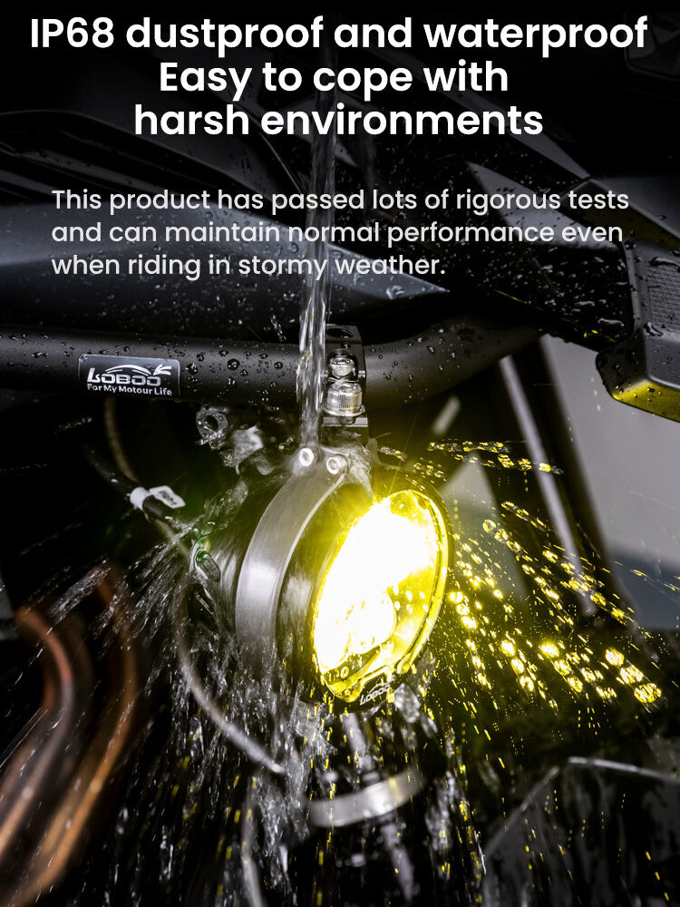 LOBOO L16 światła drogowe i mijania pomocnicze, 19 000 Lumenów, 8-stopniowa skala świecenia, homologacja, czarne, zestaw