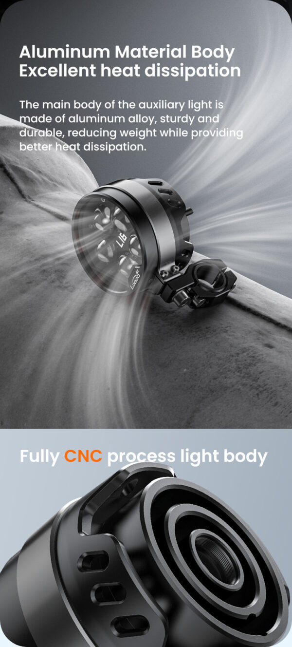 LOBOO L16 światła drogowe i mijania pomocnicze, 19 000 Lumenów, 8-stopniowa skala świecenia, homologacja, czarne, zestaw