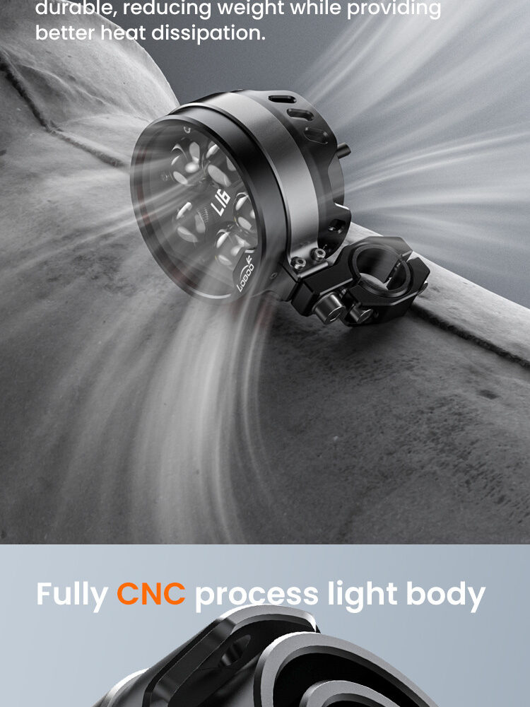 LOBOO L16 światła drogowe i mijania pomocnicze, 19 000 Lumenów, 8-stopniowa skala świecenia, homologacja, czarne, zestaw