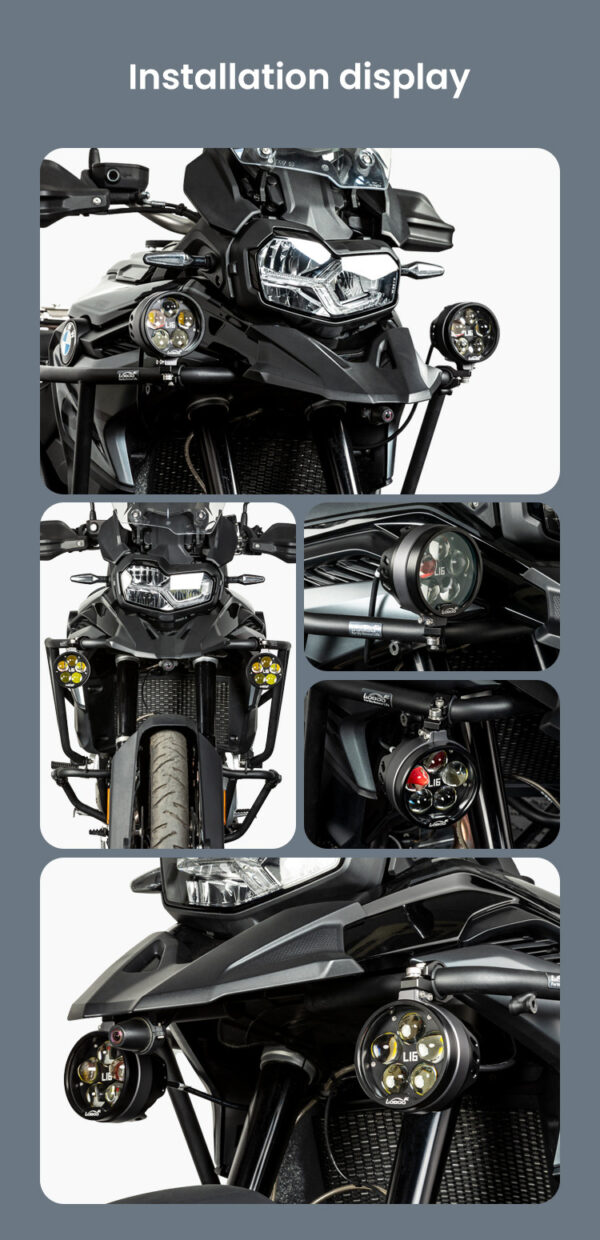 LOBOO L16 światła drogowe i mijania pomocnicze, 19 000 Lumenów, 8-stopniowa skala świecenia, homologacja, czarne, zestaw