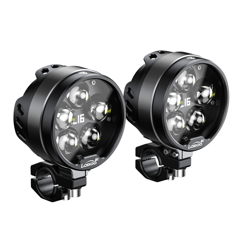 loboo-l16-swiatlo-drogowe-i-mijania-pomocnicze-czarne LOBOO L16 lampy LED drogowe i mijania pomocnicze, 19 000 Lumenów, 8-stopniowa skala świecenia, homologacja, czarne, zestaw