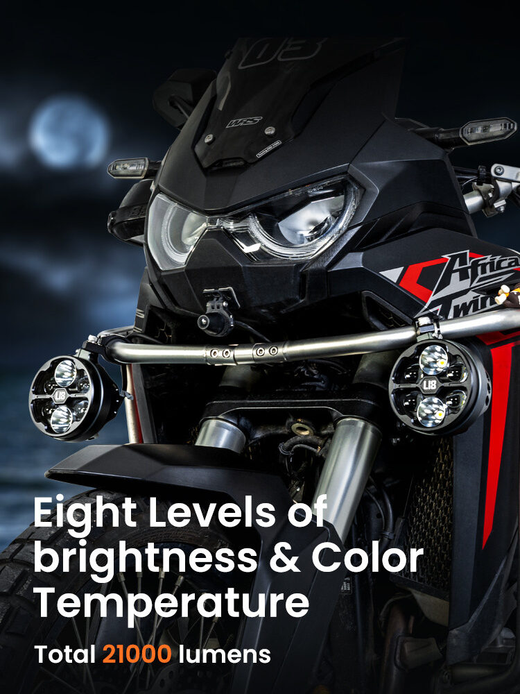 LOBOO L18S światła drogowe i mijania pomocnicze, 23 000 Lumenów, 8-stopniowa skala świecenia, homologacja, czarne, zestaw