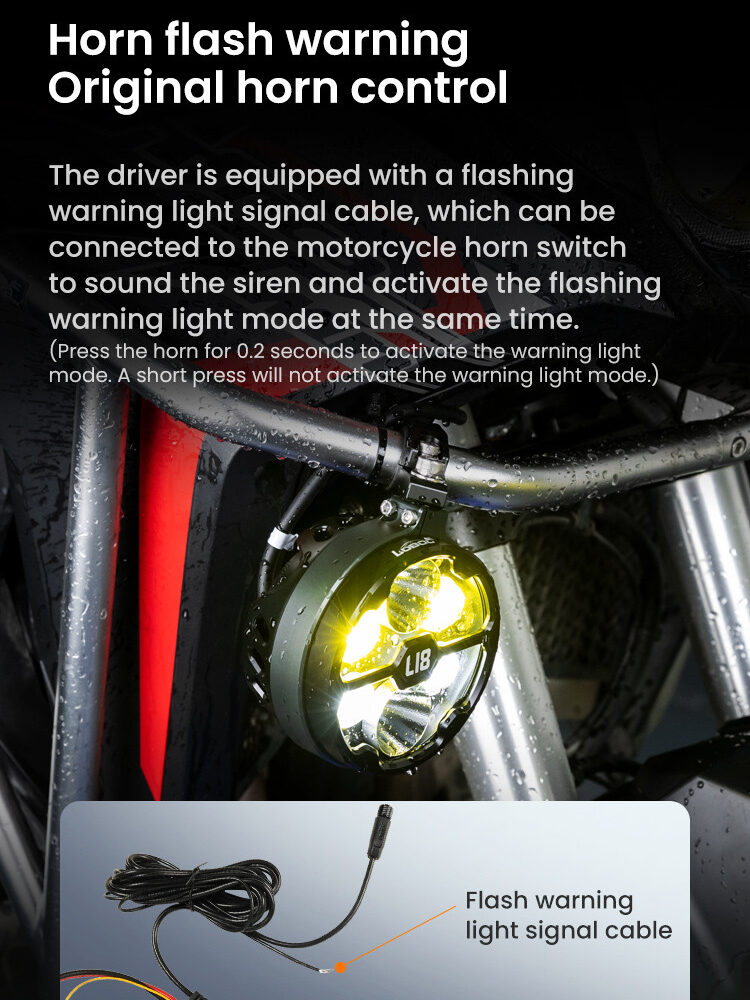 LOBOO L18S światła drogowe i mijania pomocnicze, 23 000 Lumenów, 8-stopniowa skala świecenia, homologacja, czarne, zestaw