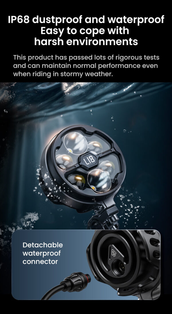 LOBOO L18S światła drogowe i mijania pomocnicze, 23 000 Lumenów, 8-stopniowa skala świecenia, homologacja, czarne, zestaw