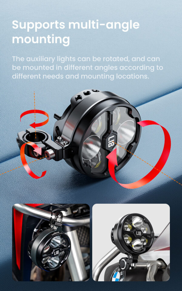 LOBOO L18S światła drogowe i mijania pomocnicze, 23 000 Lumenów, 8-stopniowa skala świecenia, homologacja, czarne, zestaw