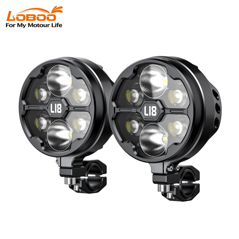 LOBOO L18S światła drogowe i mijania pomocnicze, 23 000 Lumenów, 8-stopniowa skala świecenia, homologacja, czarne, zestaw