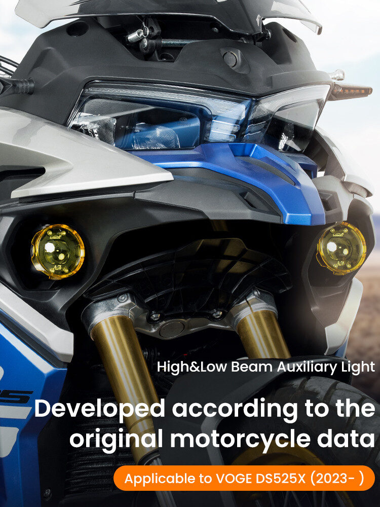 LOBOO L7 światła drogowe i mijania pomocnicze tylko dla VOGE DS525X, 15 000 Lumenów, 8-stopniowa skala świecenia, homologacja, z