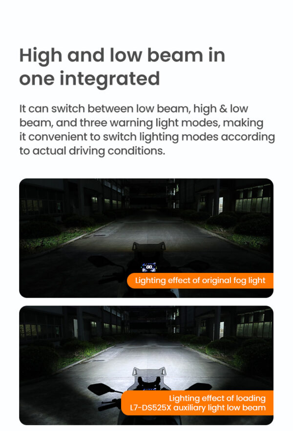LOBOO L7 światła drogowe i mijania pomocnicze tylko dla VOGE DS525X, 15 000 Lumenów, 8-stopniowa skala świecenia, homologacja, z