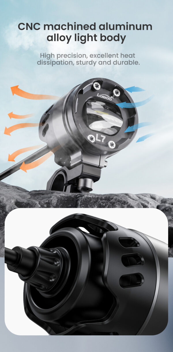 LOBOO L7 światła drogowe i mijania pomocnicze, 15 000 Lumenów, 8-stopniowa skala świecenia, homologacja, zestaw