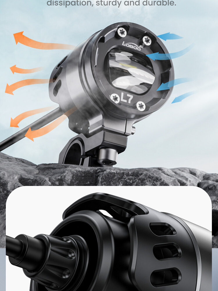 LOBOO L7 światła drogowe i mijania pomocnicze, 15 000 Lumenów, 8-stopniowa skala świecenia, homologacja, zestaw