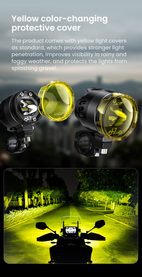 LOBOO L7 światła drogowe i mijania pomocnicze, 15 000 Lumenów, 8-stopniowa skala świecenia, homologacja, zestaw
