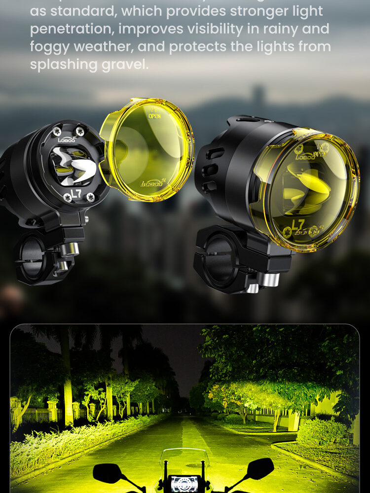 LOBOO L7 światła drogowe i mijania pomocnicze, 15 000 Lumenów, 8-stopniowa skala świecenia, homologacja, zestaw