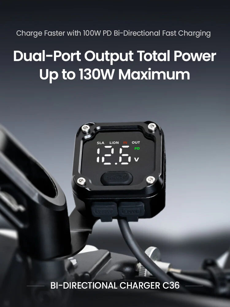 LOBOO Ładowarka dwukierunkowa (ładowanie, monitorowanie, regeneracja akumulatorów), wodoodporna, aluminiowy korpus